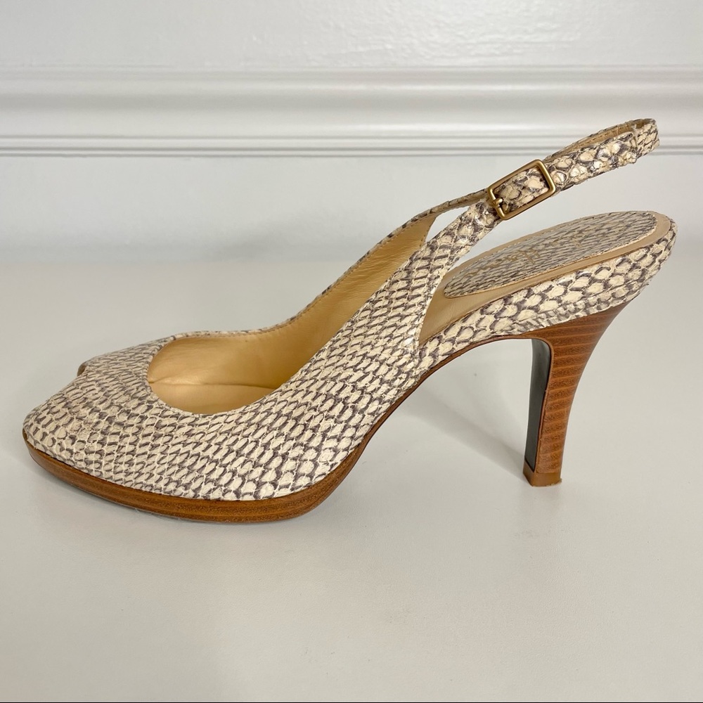 Cole Haan Nike Air Open Toe Cream Snakeskin Slingback Platform Heels 9 - Picture 4 of 12